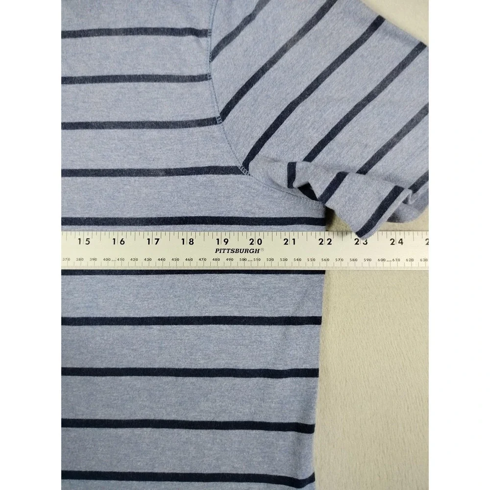 Banana Republic Polo Shirt Mens Large Blue Stripe‎ Cotton Blend Jersey Casual